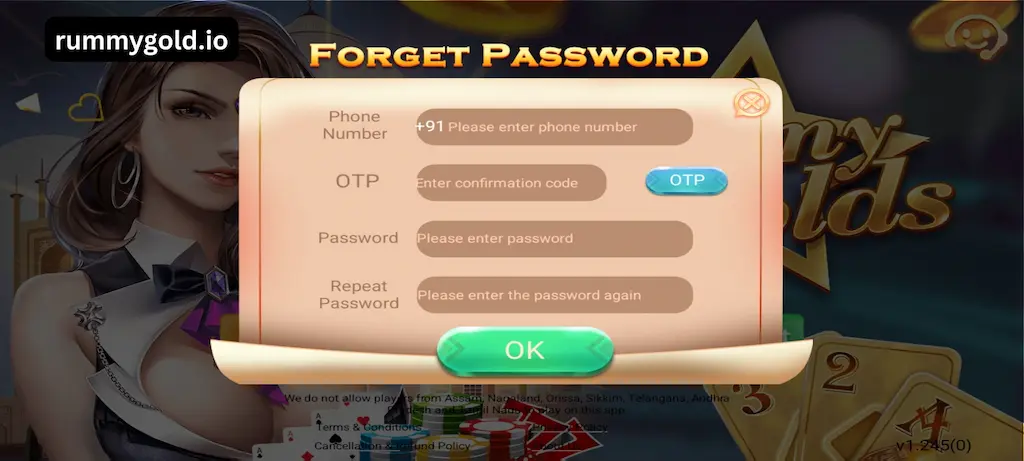 Reset Your Rummy Gold Password